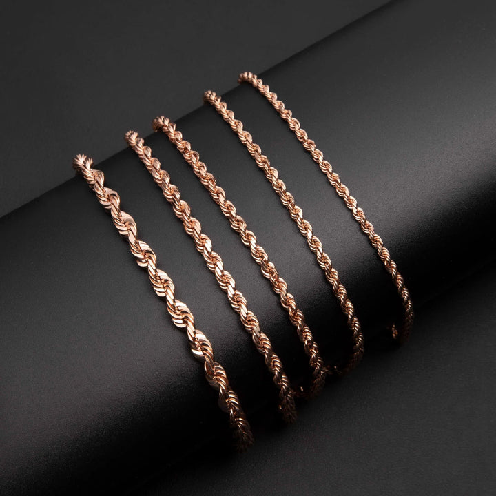 10K or 14K Rose Gold Rope Bracelet