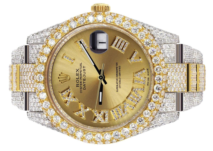 41mm Two-Tone Yellow Gold Rolex Date-Just Diamond Roman Numeral Dial Oyster Band