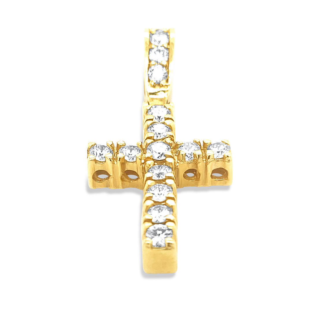 14K Yellow Gold & Diamond Cross Pendant