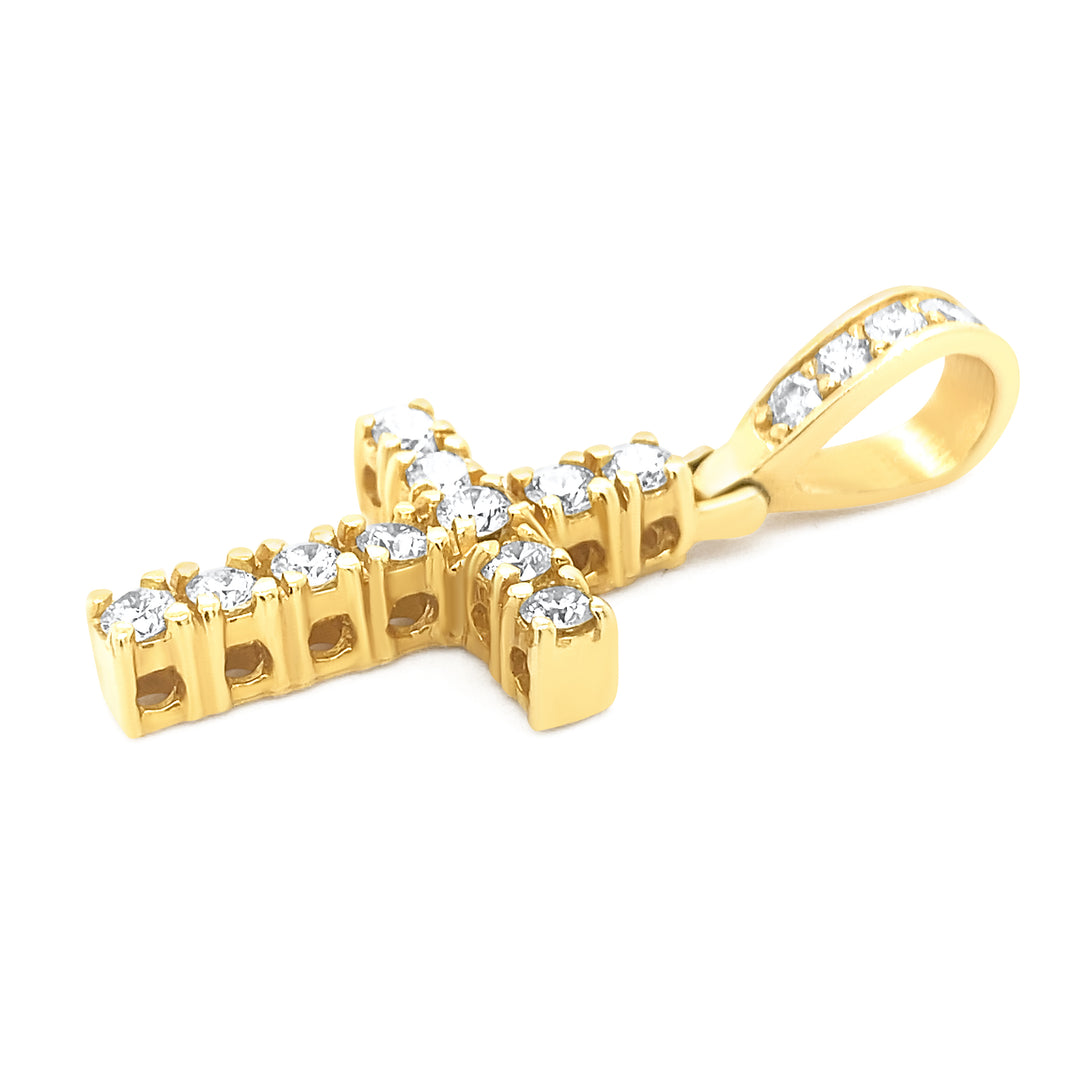 14K Yellow Gold & Diamond Cross Pendant