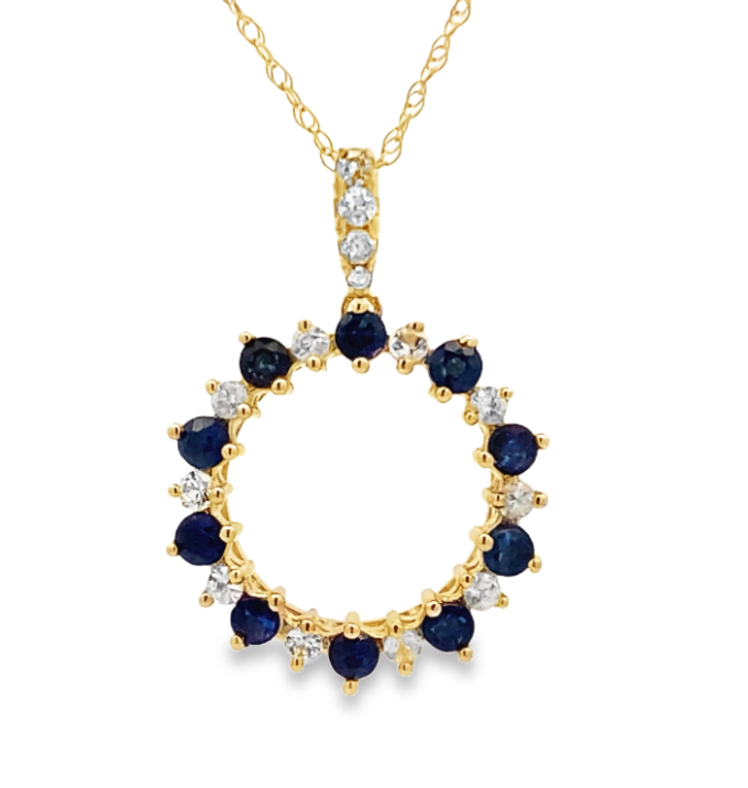 Sapphire Circle of Love Pendant Necklace