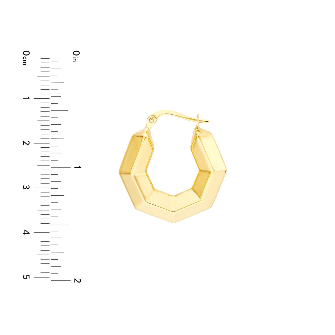 14k 3D Hexagon Hoops