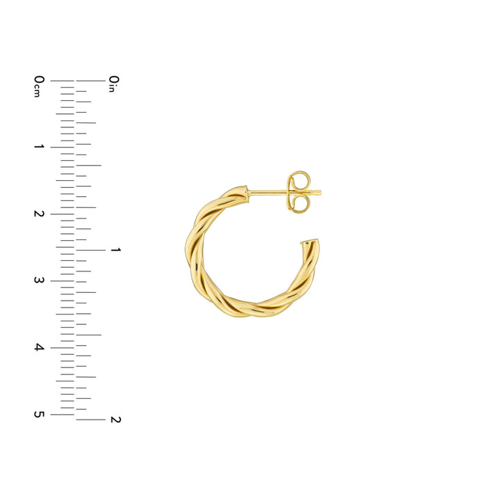 14K Braided 1/2 Round Hoop Earrings