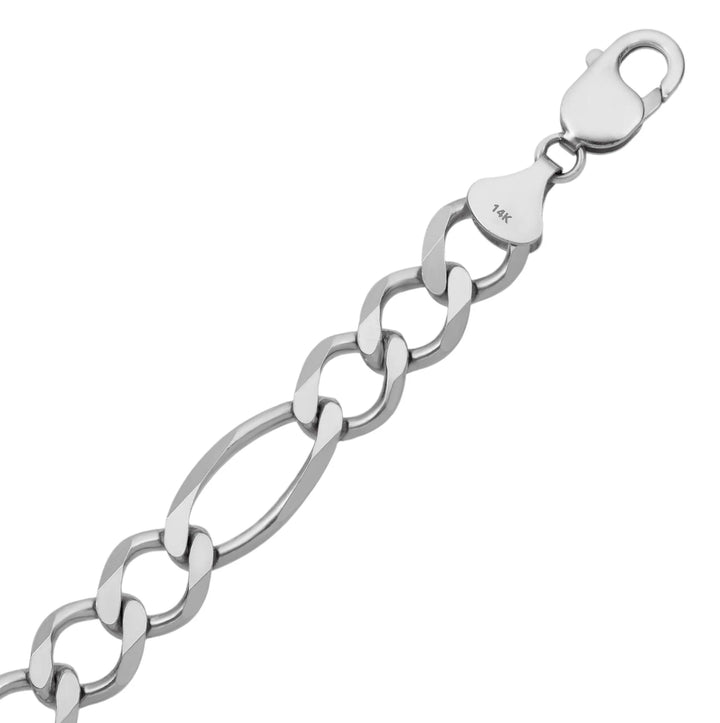 10K or 14K White Gold Figaro Bracelet