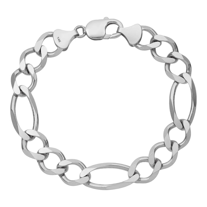 10K or 14K White Gold Figaro Bracelet