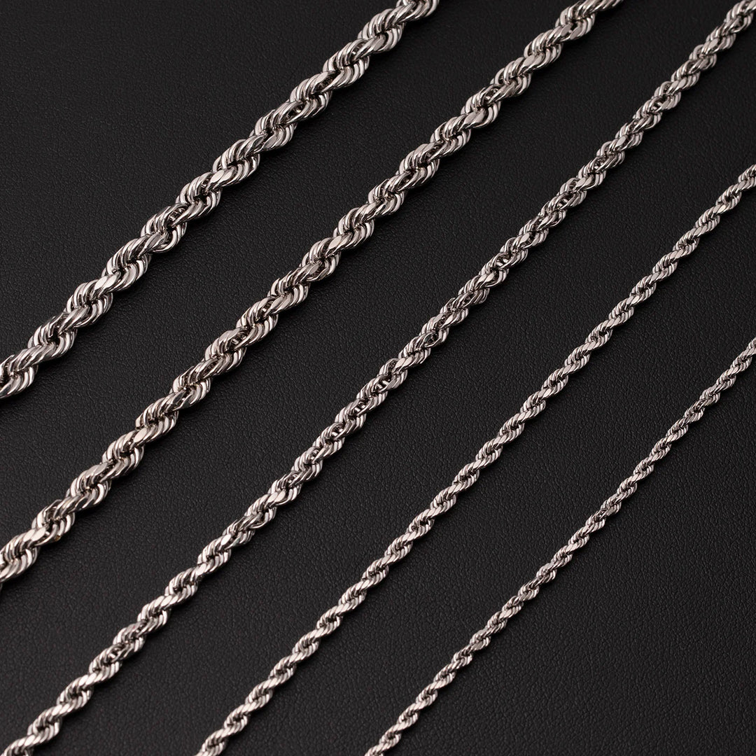 White Gold Solid Rope Chain