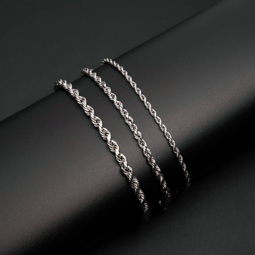 10K or 14K White Gold Rope Bracelet