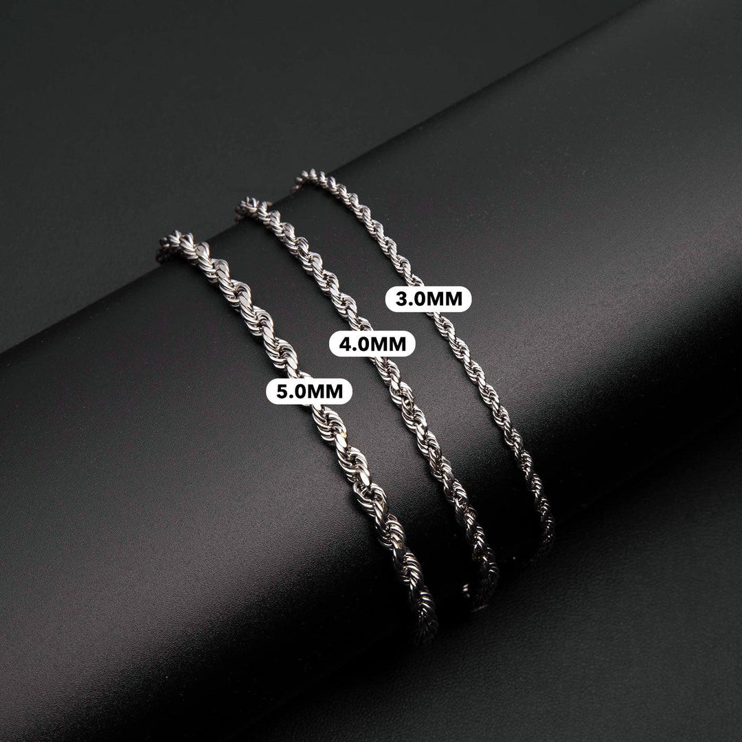 10K or 14K White Gold Rope Bracelet