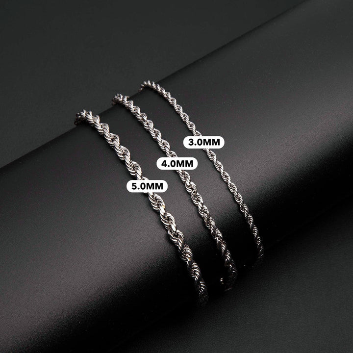 10K or 14K White Gold Rope Bracelet