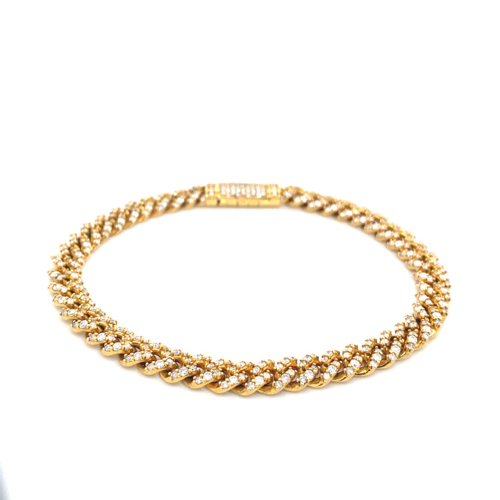 14K Yellow Gold Cuban Diamond Bracelet