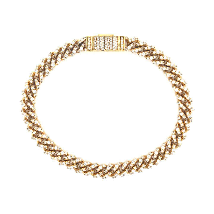 14K Yellow Gold Cuban Diamond Bracelet