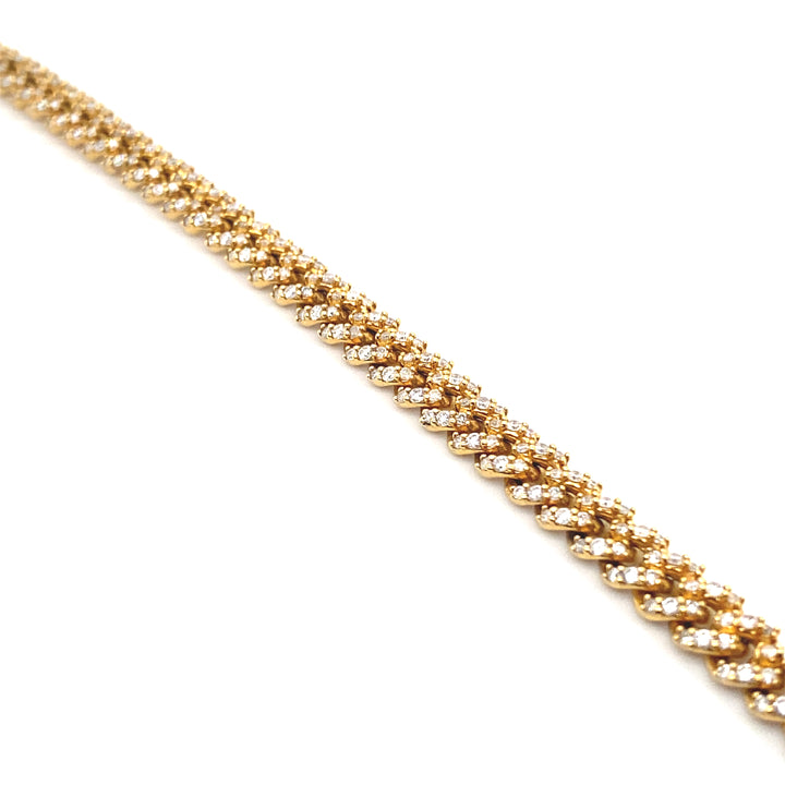 14K Yellow Gold Cuban Diamond Bracelet