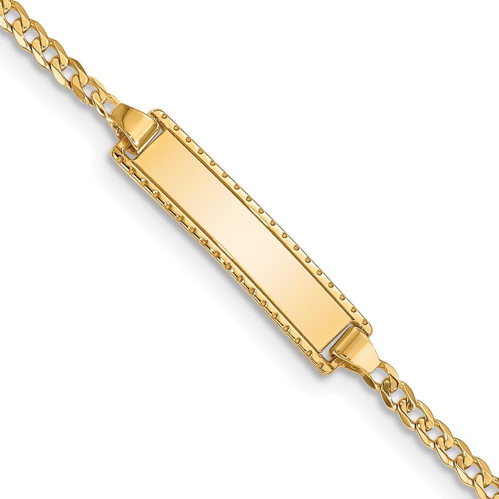 14k 6in Engraveable Curb Link Baby/Child ID Bracelet - Saki Diamonds, LLC.