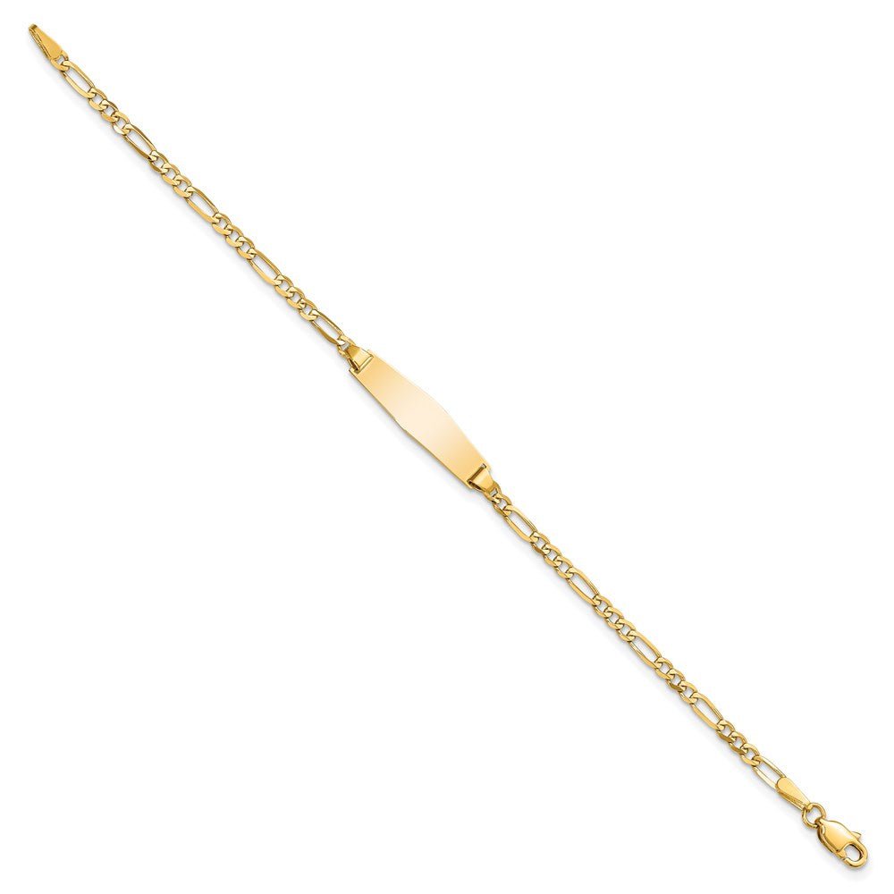 14k Baby Soft Diamond Shape Figaro ID Bracelet - Saki Diamonds, LLC.