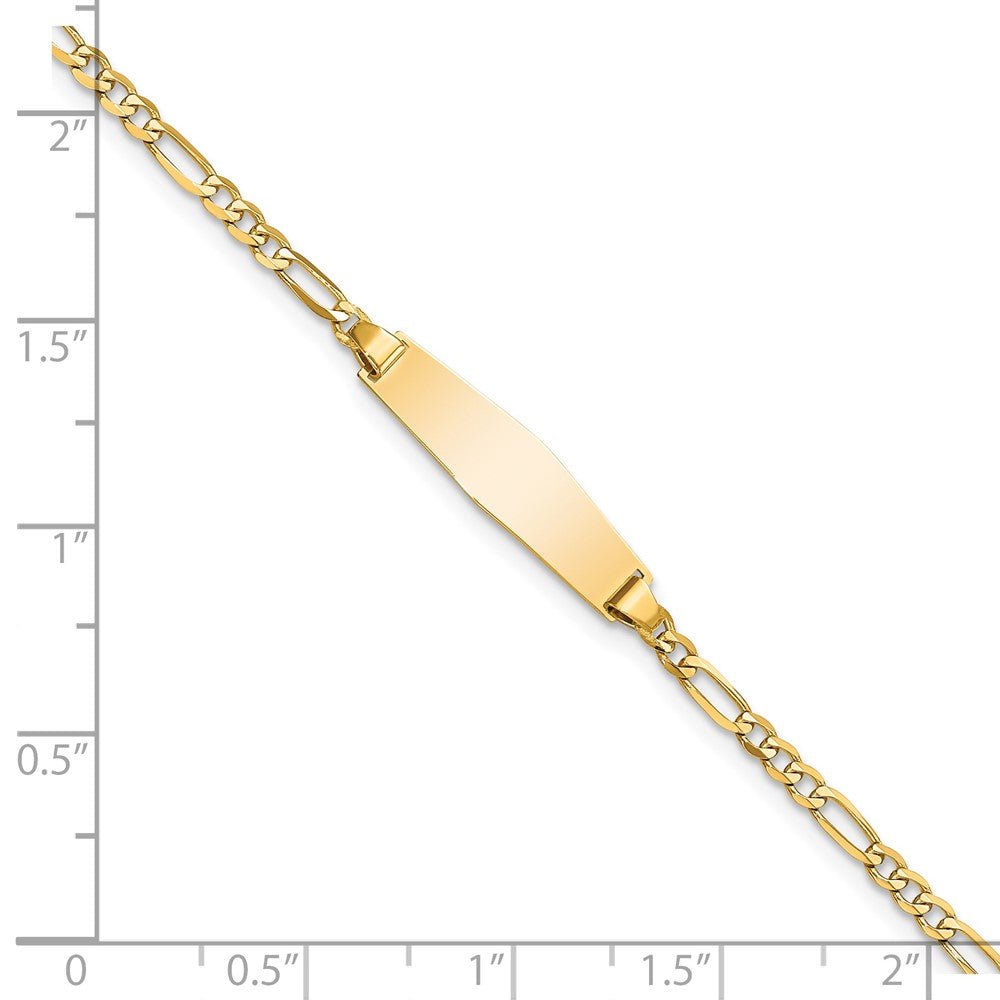 14k Baby Soft Diamond Shape Figaro ID Bracelet - Saki Diamonds, LLC.