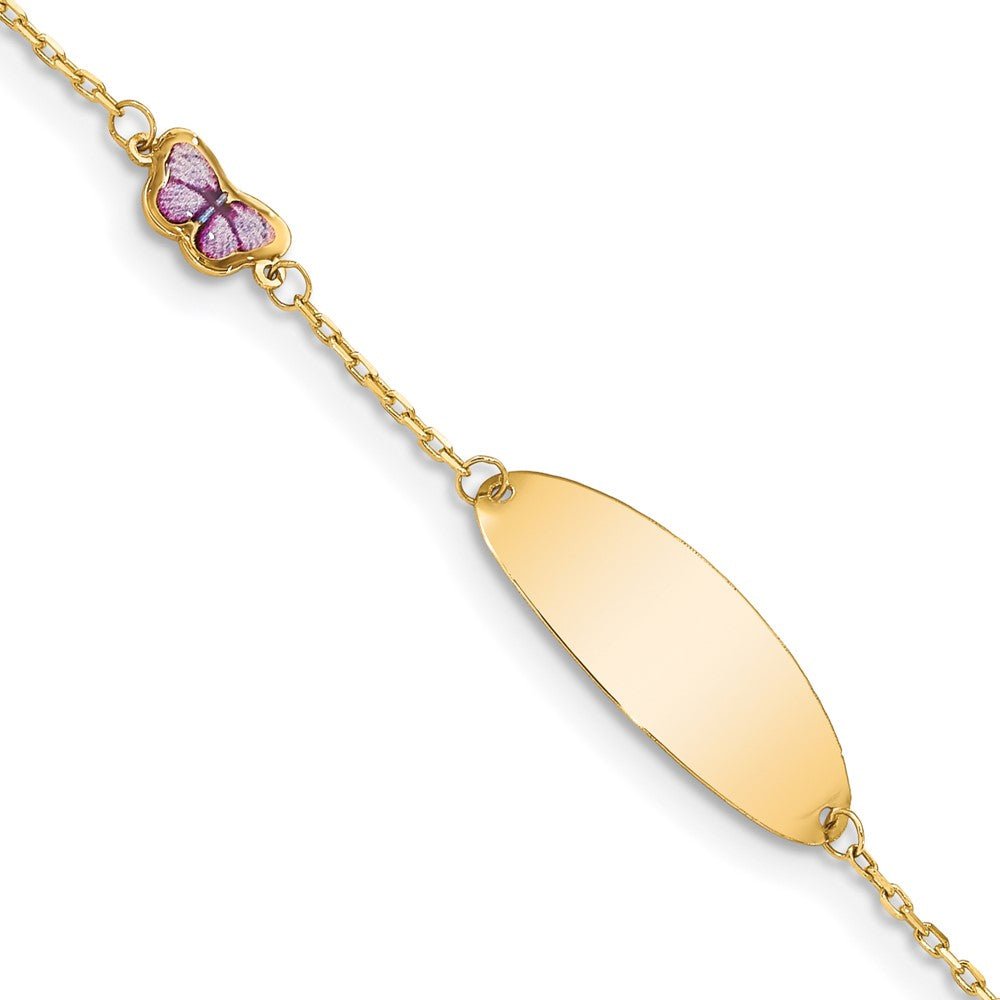 14K Children's Enamel Butterfly w/.5in ext. ID Bracelet - Saki Diamonds, LLC.