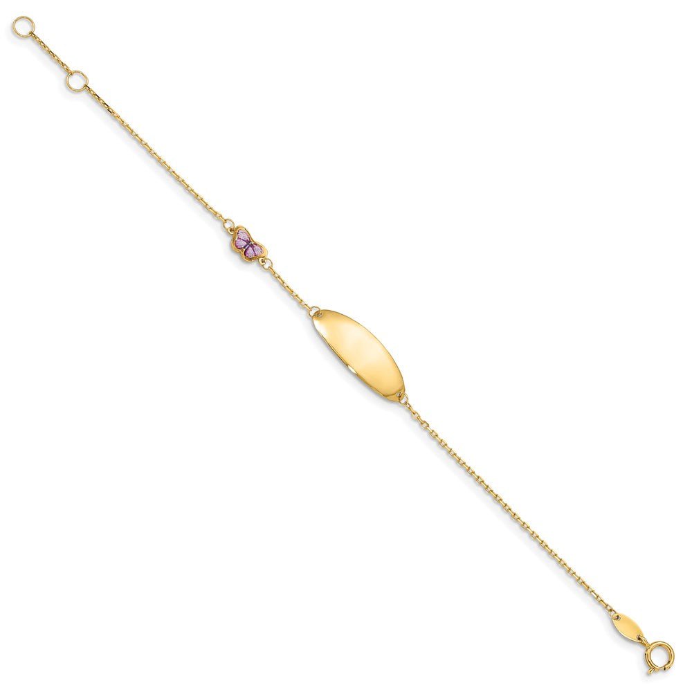 14K Children's Enamel Butterfly w/.5in ext. ID Bracelet - Saki Diamonds, LLC.