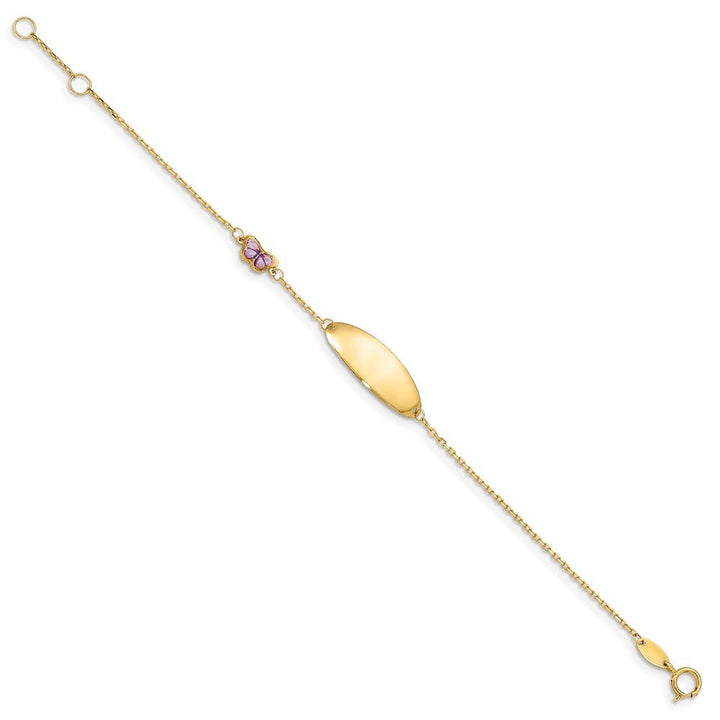 14K Children's Enamel Butterfly w/.5in ext. ID Bracelet - Saki Diamonds, LLC.