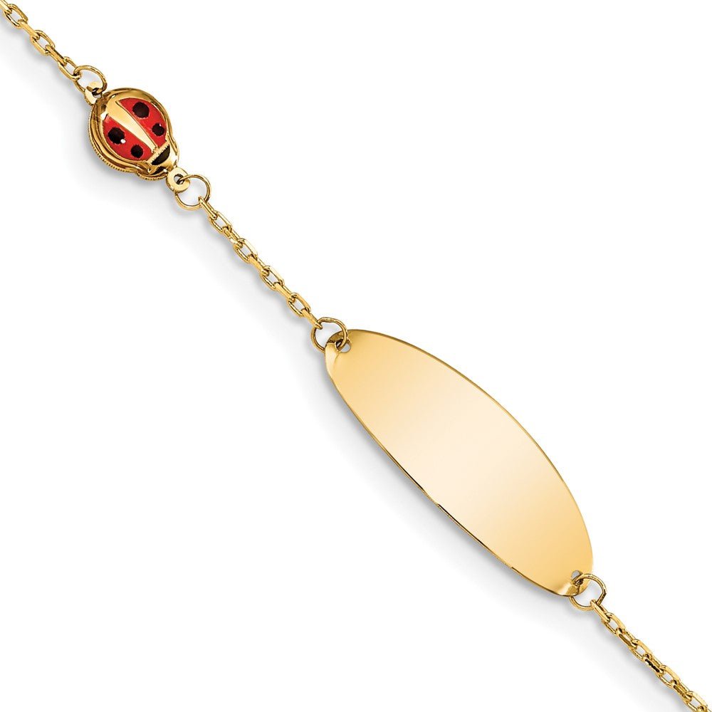 14K Children's Enamel Ladybug w/.5in ext. ID Bracelet - Saki Diamonds, LLC.