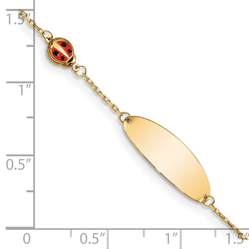 14K Children's Enamel Ladybug w/.5in ext. ID Bracelet - Saki Diamonds, LLC.