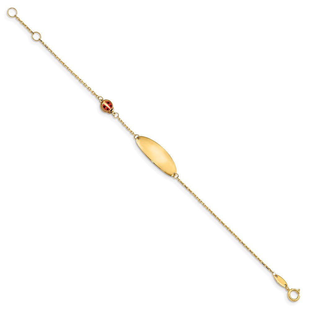 14K Children's Enamel Ladybug w/.5in ext. ID Bracelet - Saki Diamonds, LLC.