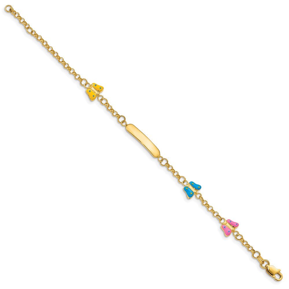 14k Children's Enameled Butterflies w/.5in ext. ID Bracelet - Saki Diamonds, LLC.