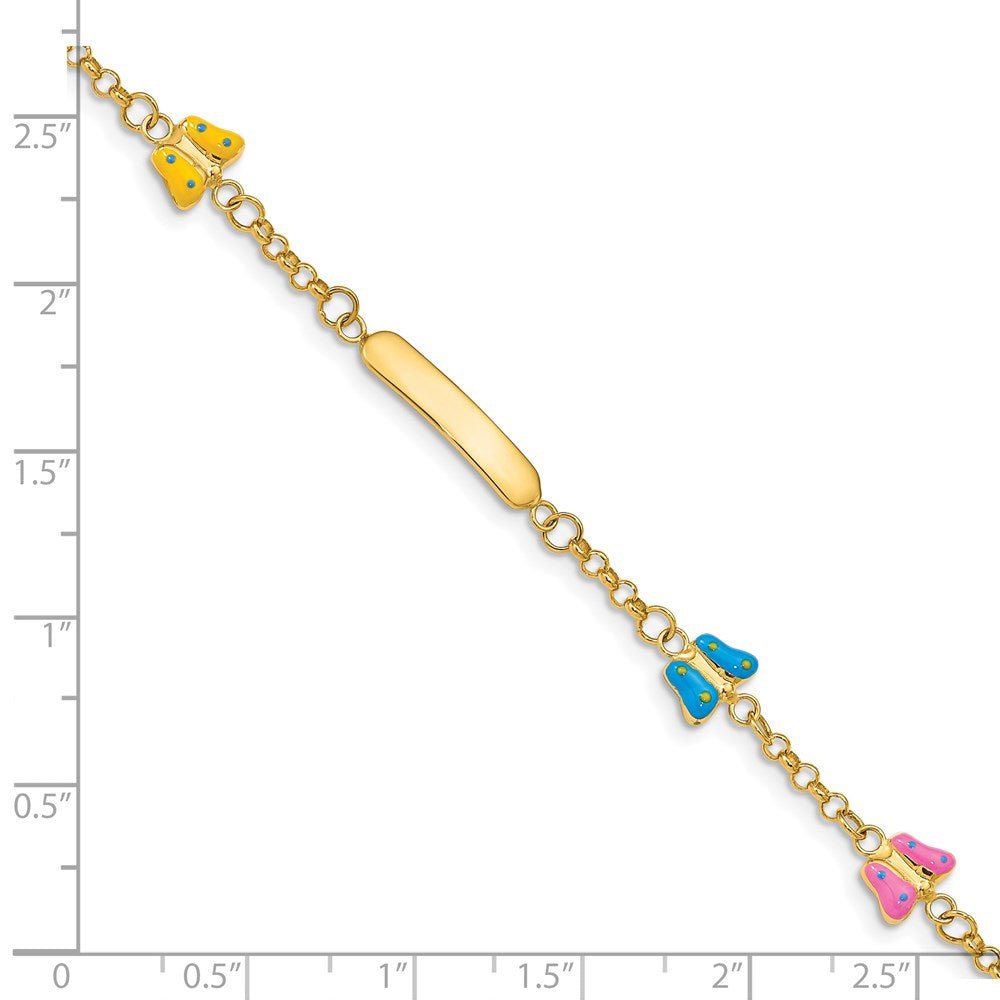 14k Children's Enameled Butterflies w/.5in ext. ID Bracelet - Saki Diamonds, LLC.