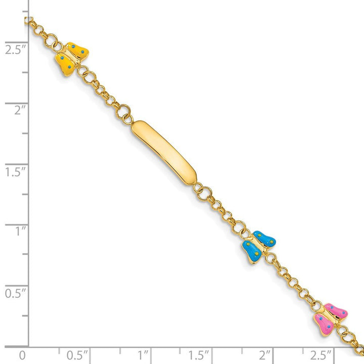 14k Children's Enameled Butterflies w/.5in ext. ID Bracelet - Saki Diamonds, LLC.