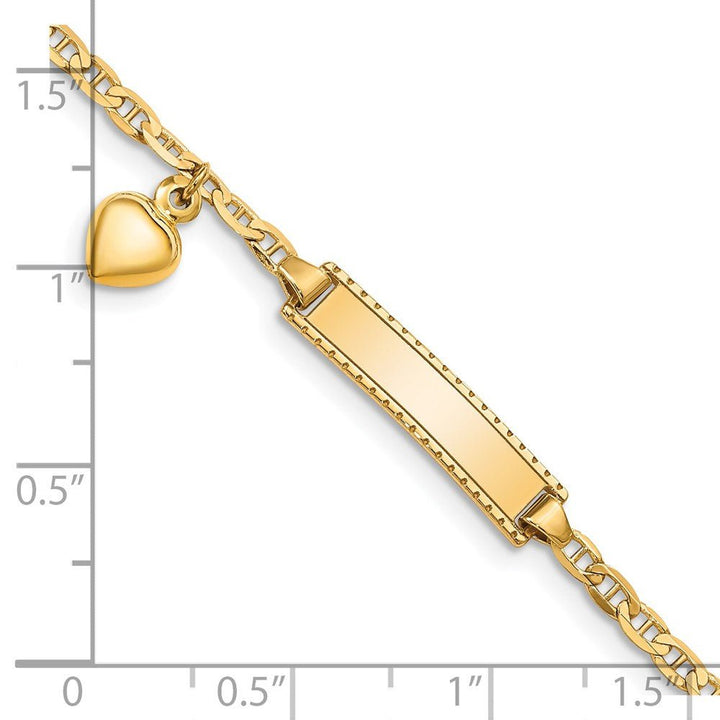 14k Children's Heart Dangle Anchor Link ID Bracelet - Saki Diamonds, LLC.