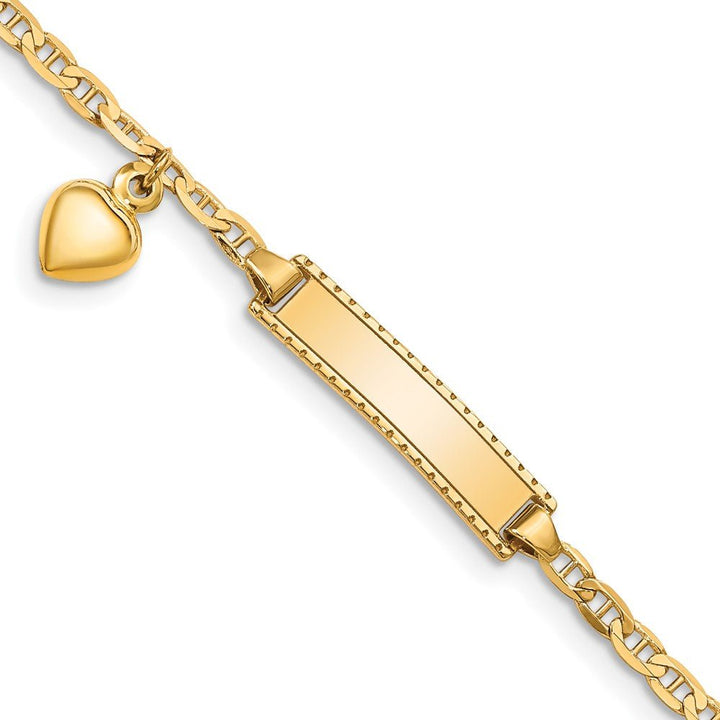 14k Children's Heart Dangle Anchor Link ID Bracelet - Saki Diamonds, LLC.