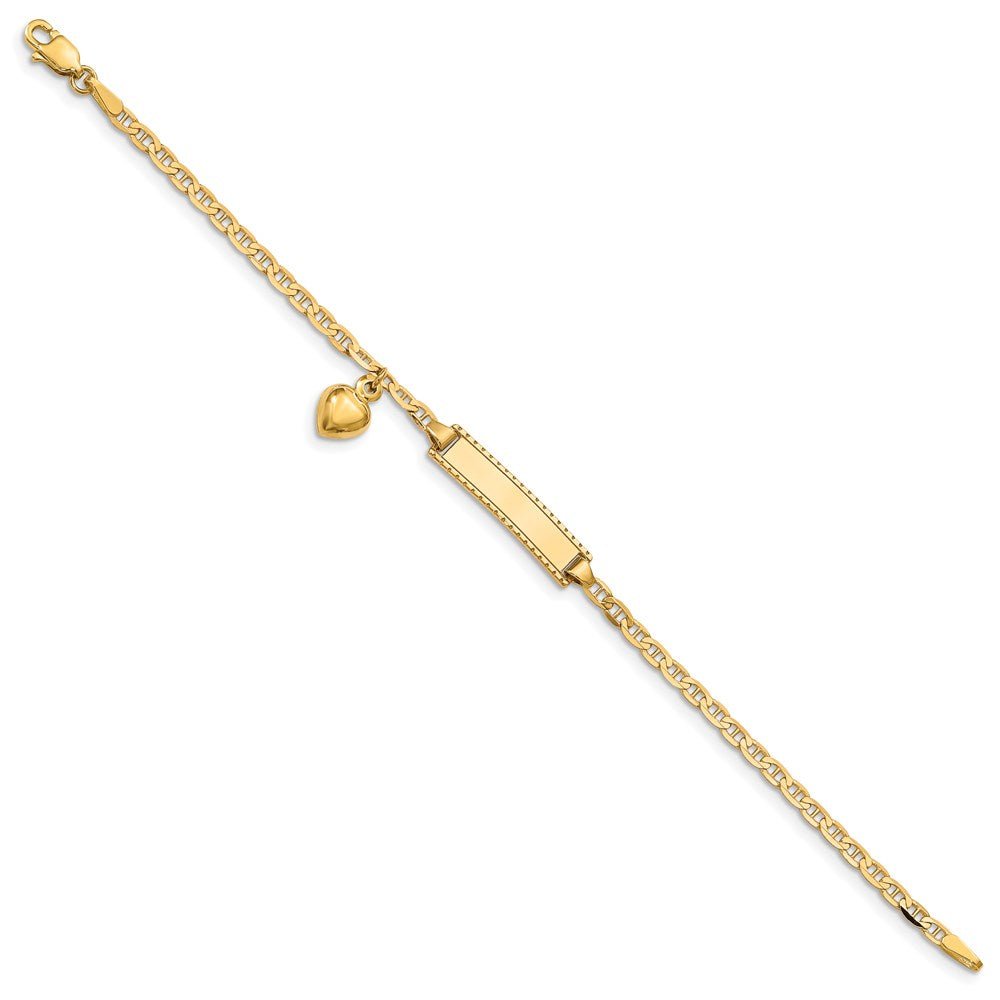 14k Children's Heart Dangle Anchor Link ID Bracelet - Saki Diamonds, LLC.