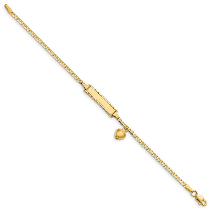 14k Children's Heart Dangle Curb Link ID Bracelet - Saki Diamonds, LLC.