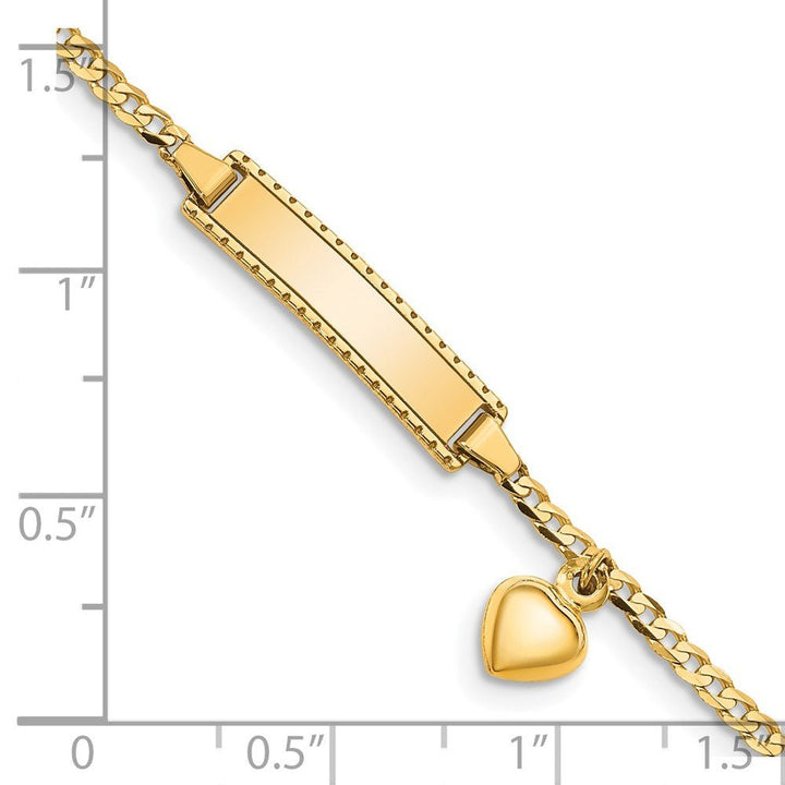 14k Children's Heart Dangle Curb Link ID Bracelet - Saki Diamonds, LLC.