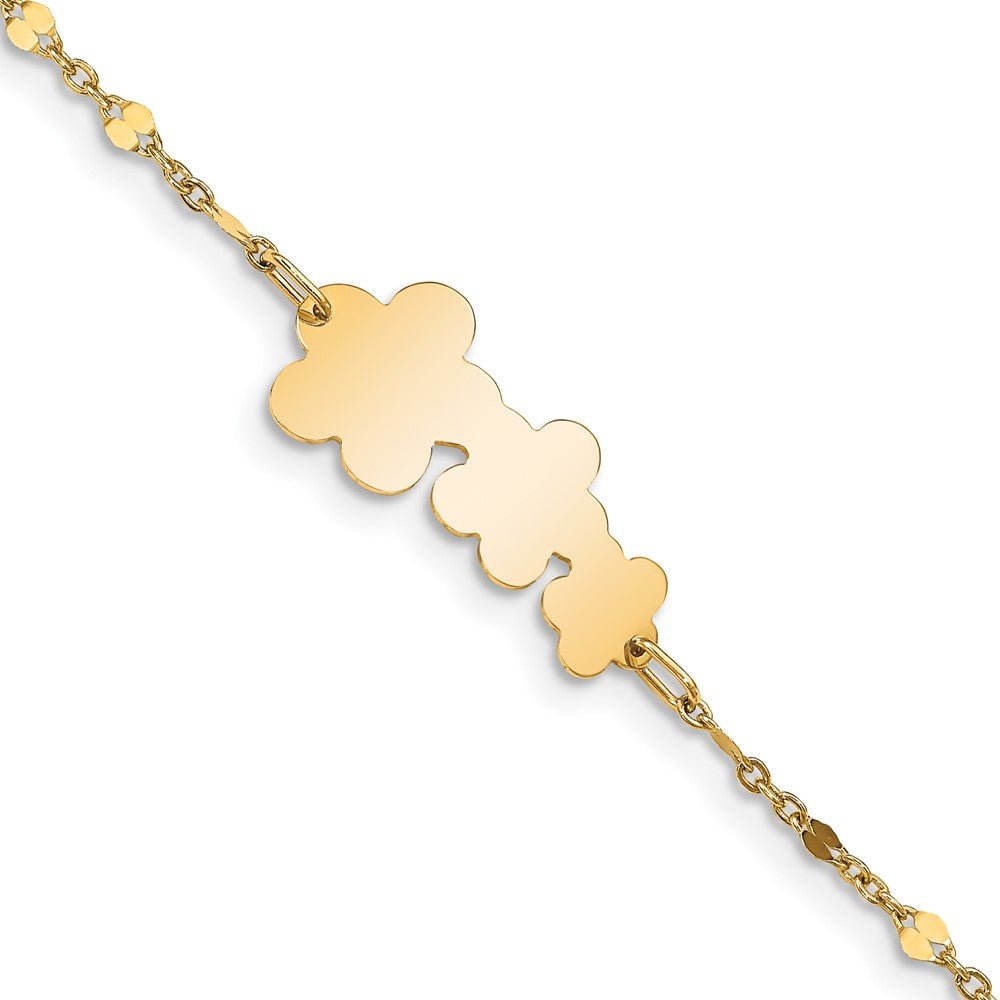 14K Children's Polished Flowers w/1 in ext. Bracelet - Saki Diamonds, LLC.