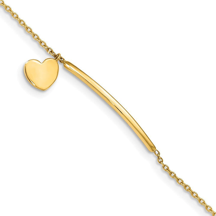 14K Children's Polished Heart Dangle w/.5in ext. Bracelet - Saki Diamonds, LLC.