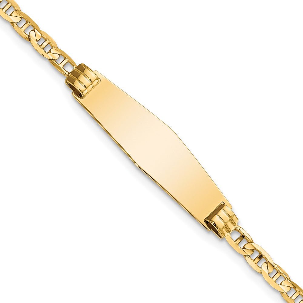 14k Children's Soft Diamond Shape Anchor Link ID Bracelet - Saki Diamonds, LLC.