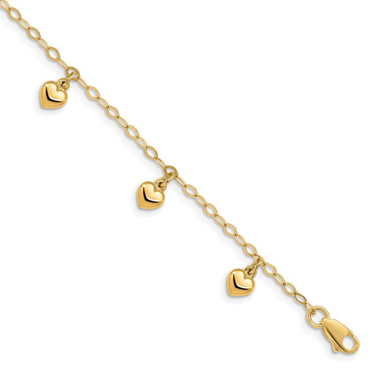 14K Child's Puffed Heart Charm Bracelet - Saki Diamonds, LLC.