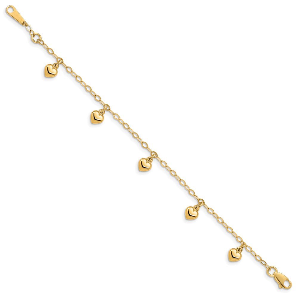 14K Child's Puffed Heart Charm Bracelet - Saki Diamonds, LLC.