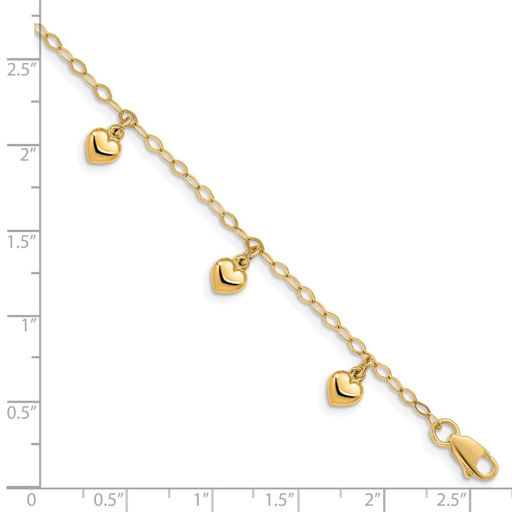 14K Child's Puffed Heart Charm Bracelet - Saki Diamonds, LLC.