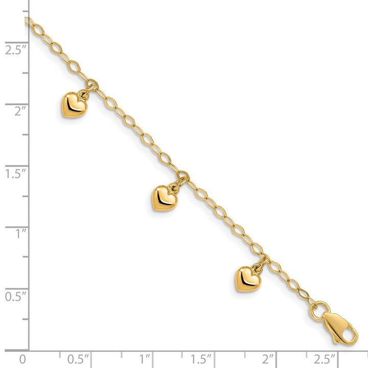 14K Child's Puffed Heart Charm Bracelet - Saki Diamonds, LLC.