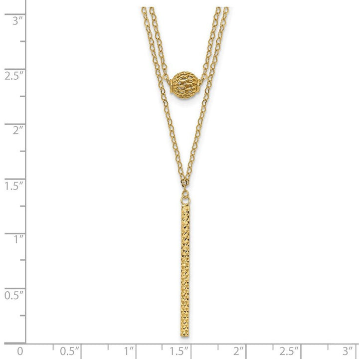 14K DOUBLE LAYER HALLOW BEAD NECKLACE - Saki Diamonds, LLC.