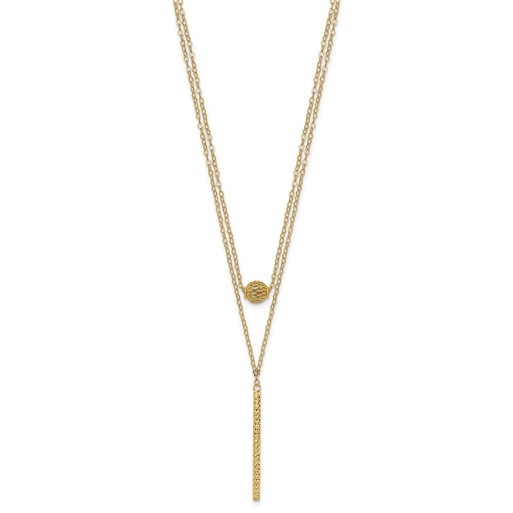 14K DOUBLE LAYER HALLOW BEAD NECKLACE - Saki Diamonds, LLC.