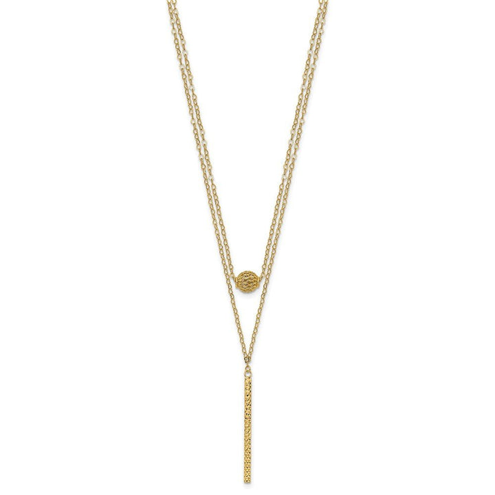 14K DOUBLE LAYER HALLOW BEAD NECKLACE - Saki Diamonds, LLC.