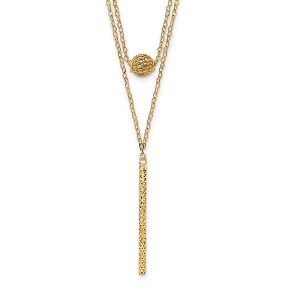 14K DOUBLE LAYER HALLOW BEAD NECKLACE - Saki Diamonds, LLC.