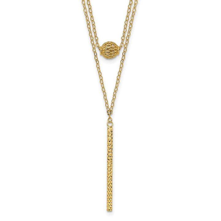 14K DOUBLE LAYER HALLOW BEAD NECKLACE - Saki Diamonds, LLC.