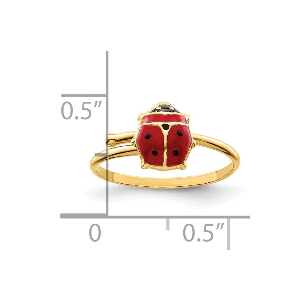 14k Enameled Ladybug Adjustable Ring - Saki Diamonds, LLC.