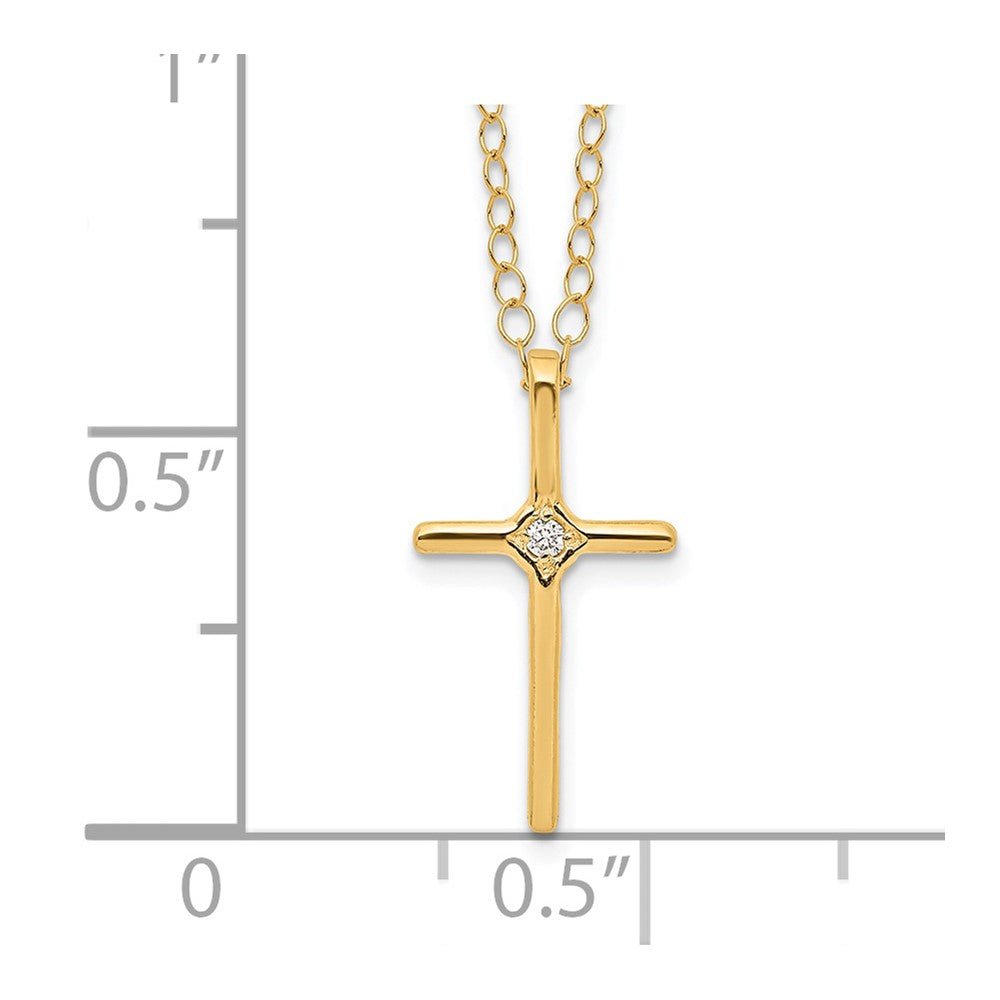 14k Madi K .01ct Diamond Cross Necklace - Saki Diamonds, LLC.