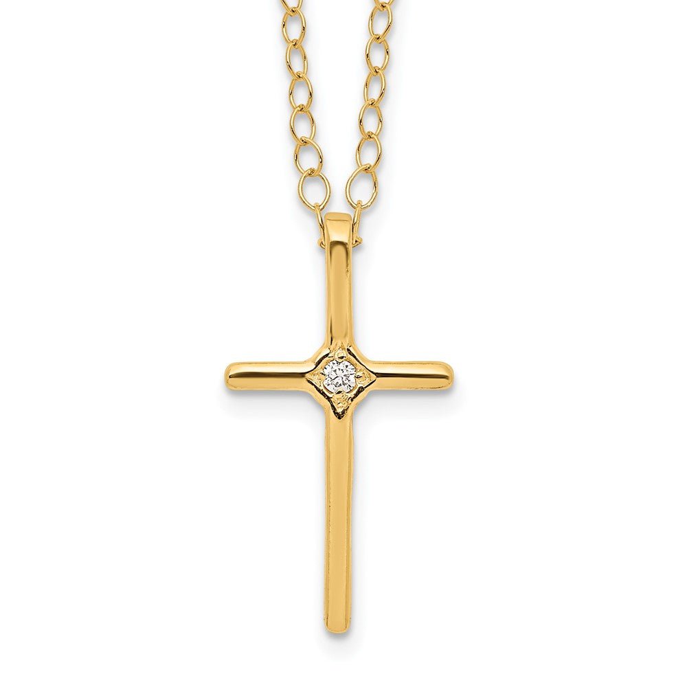 14k Madi K .01ct Diamond Cross Necklace - Saki Diamonds, LLC.