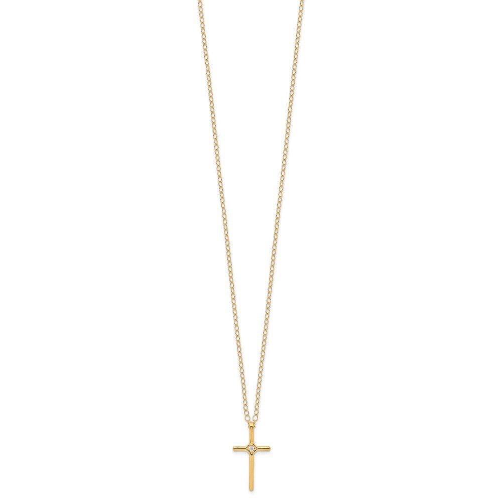 14k Madi K .01ct Diamond Cross Necklace - Saki Diamonds, LLC.