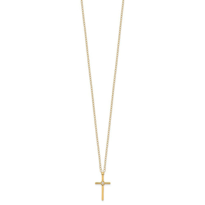 14k Madi K .01ct Diamond Cross Necklace - Saki Diamonds, LLC.